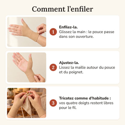 La Mitaine Maille Libre – mitaine de maintien du pouce, doigts libres (la paire)