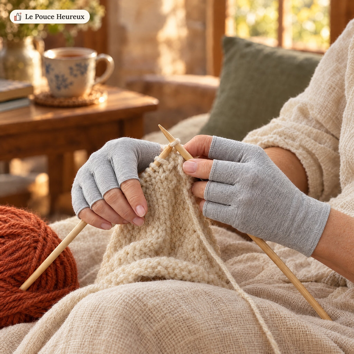 Gants de soutien sans doigts – gris (la paire)