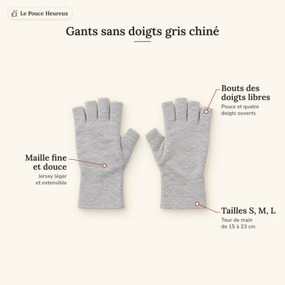 Gants de soutien sans doigts – gris (la paire)
